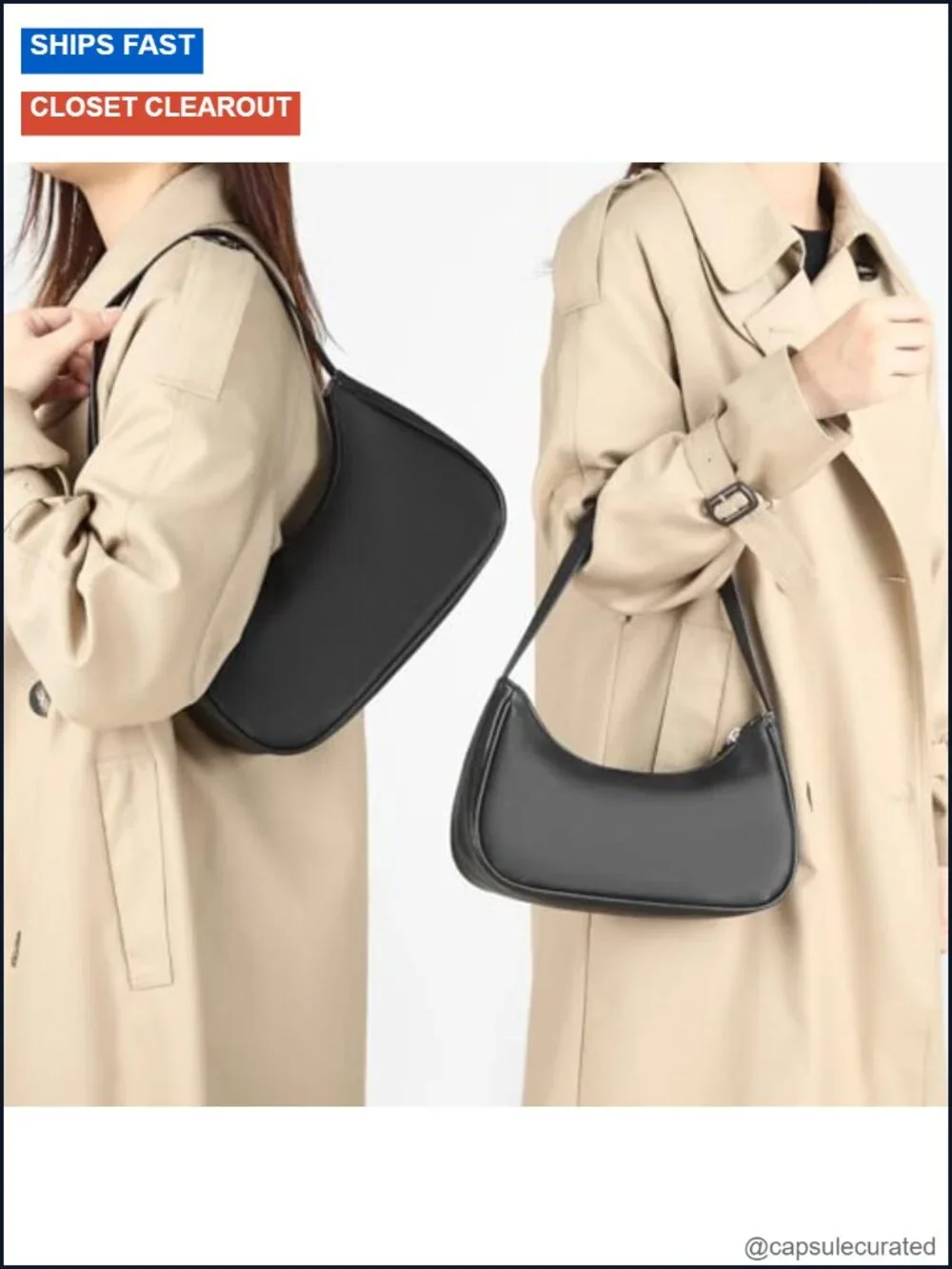 Vegan Leather Hobo Shoulder Bag with Zipper Closure